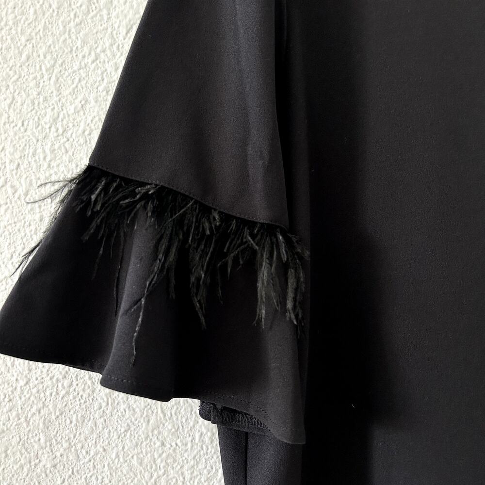 Adrianna Papell Women's Black Top Statement Sleeves Sz Medium Formal Old Money - Picture 3 of 10